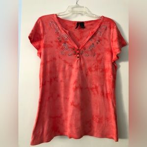 Never been worn Coral color Cotten V-neck T-shirt.